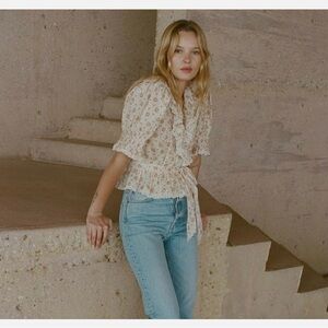 Doen Thames Top in alabaster countryside calico SZ Small